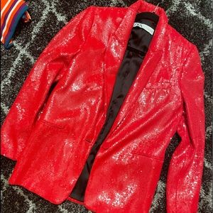 Red sequin blazer